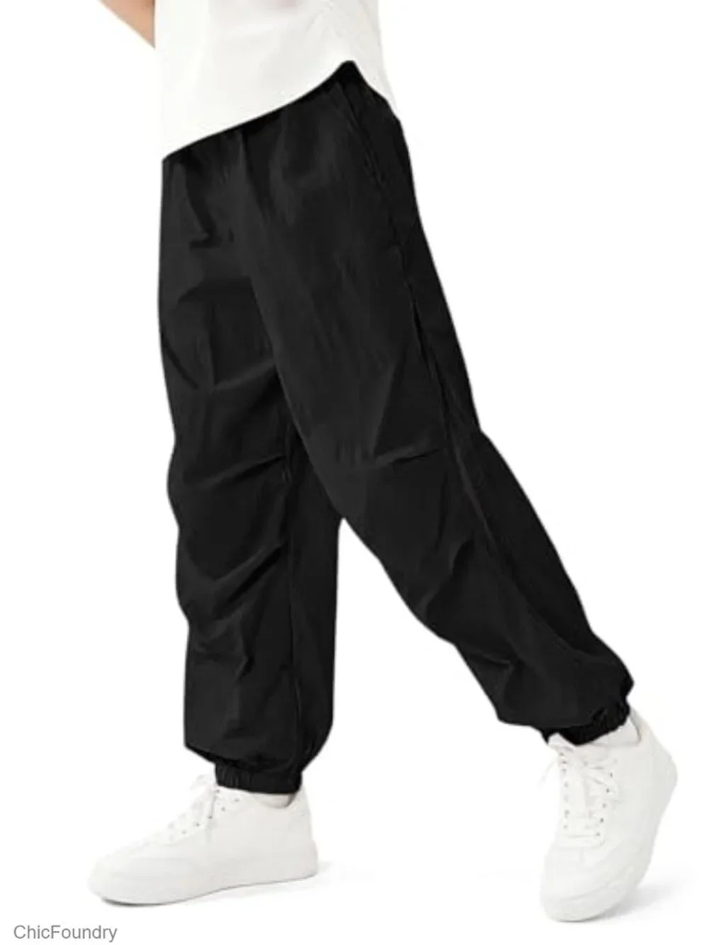 Girls Jogger Pants Kids Elastic Waist Mesh Side Hiking Pants Streetwear with